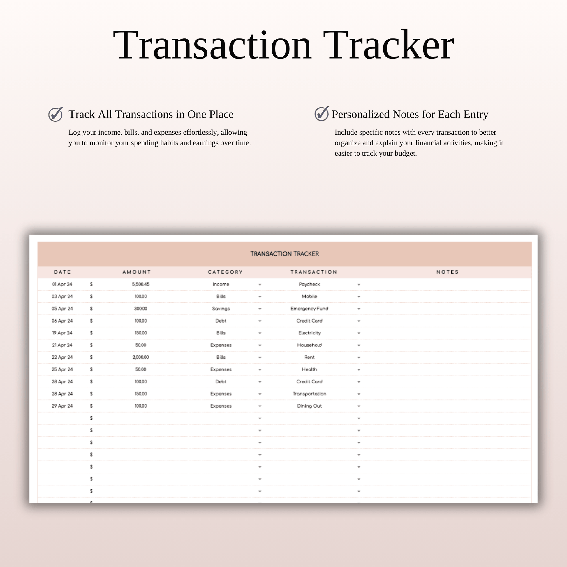 Easy Budget Planner for Personal Finance Tracking (Elegant Theme) Keyzai