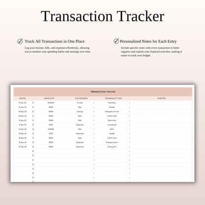Easy Budget Planner for Personal Finance Tracking (Elegant Theme) Keyzai