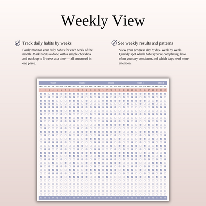Habit Tracker Spreadsheet for Google Sheets & Excel Keyzai