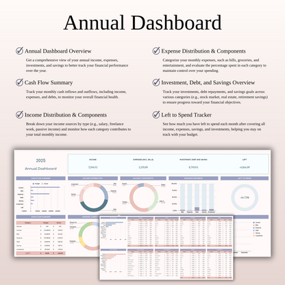 Annual Paycheck Budget Spreadsheet Template in Excel and Google Sheets Keyzai
