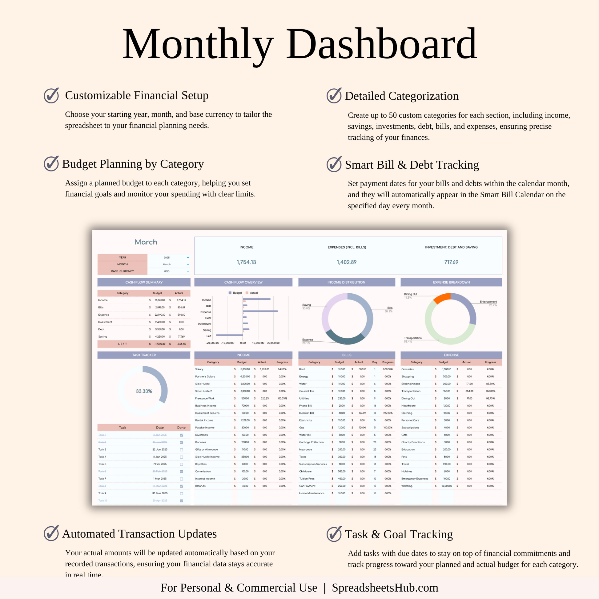 PLR - Monthly Budget Spreadsheet Template Keyzai