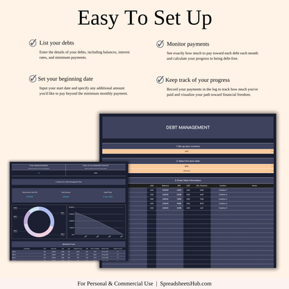 PLR - Debt Snowball Payoff Template (Dark Mode) Keyzai