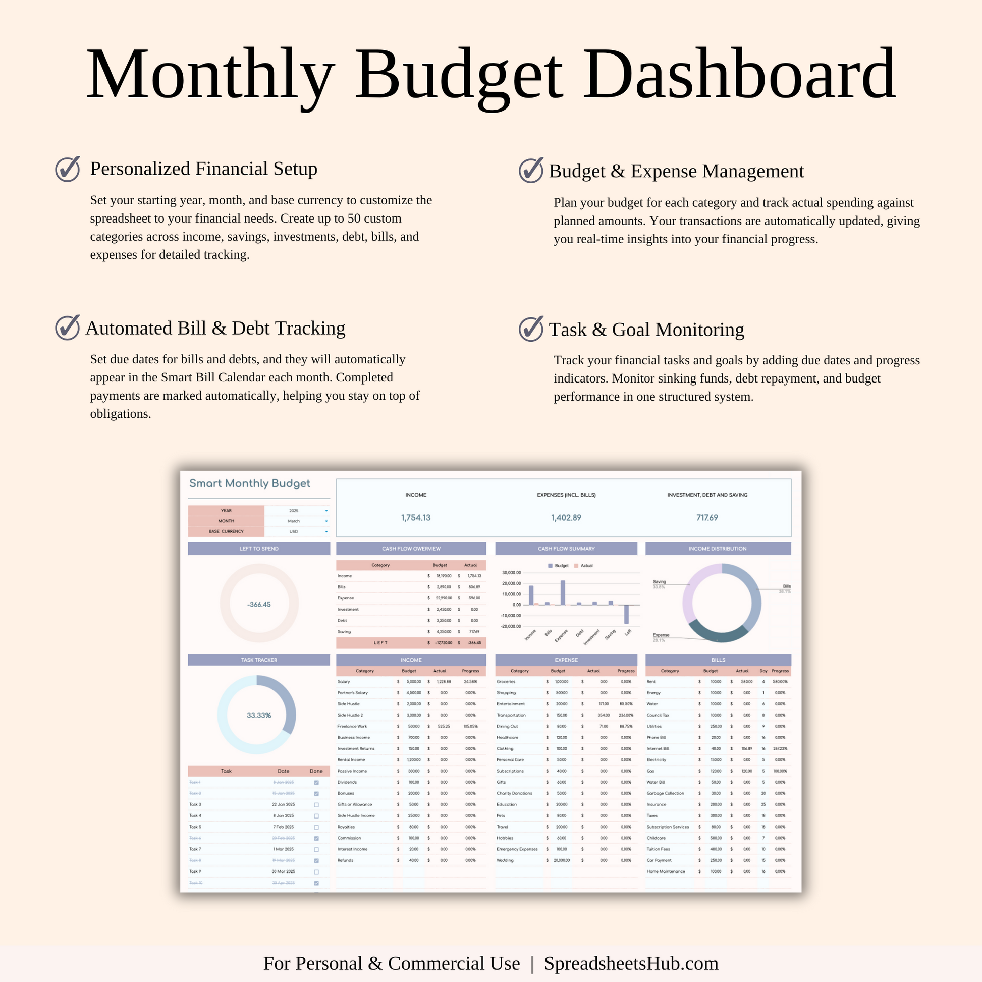 PLR - Ultimate Monthly Budget Spreadsheet Keyzai