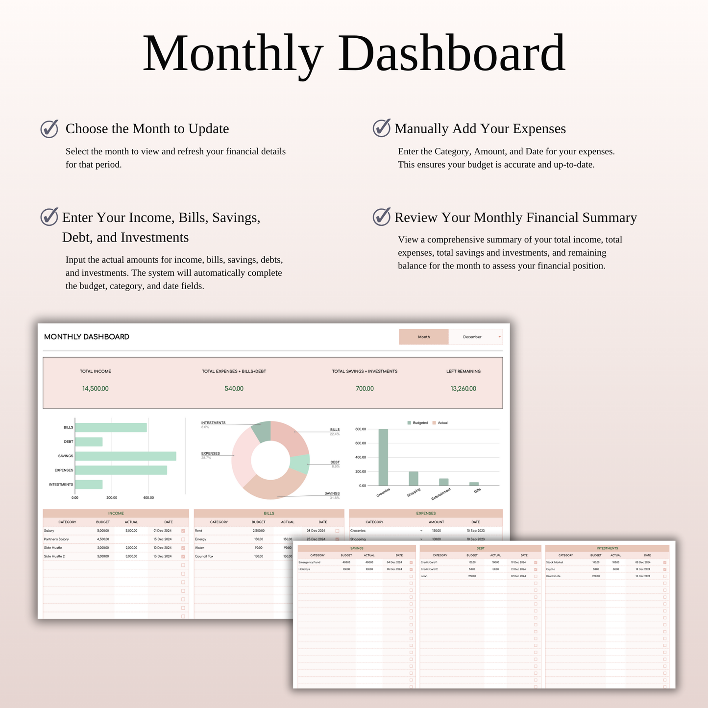 Bill Tracker Calendar Template Excel & Google Sheets (Elegant Theme) Keyzai