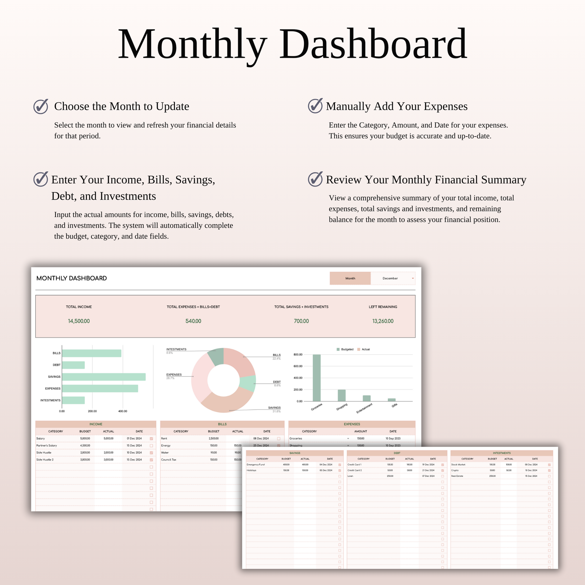 Bill Tracker Calendar Template Excel & Google Sheets (Elegant Theme) Keyzai