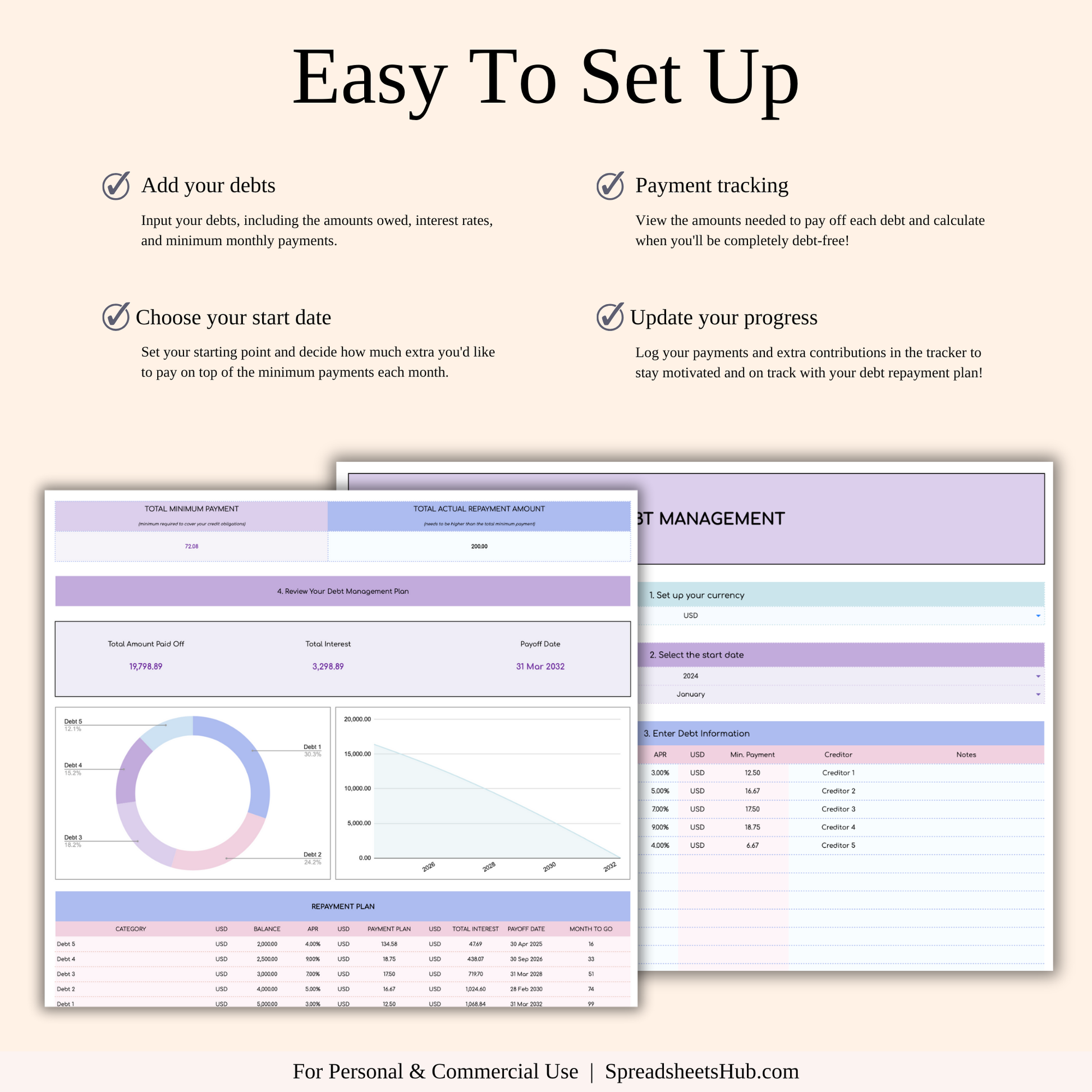 PLR - Debt Snowball Tracker Template (Rainbow Theme) Keyzai