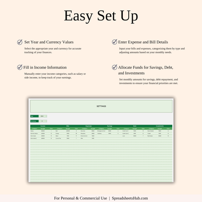 PLR - Monthly Bill Calendar Spreadsheet Template (Green Theme) Keyzai