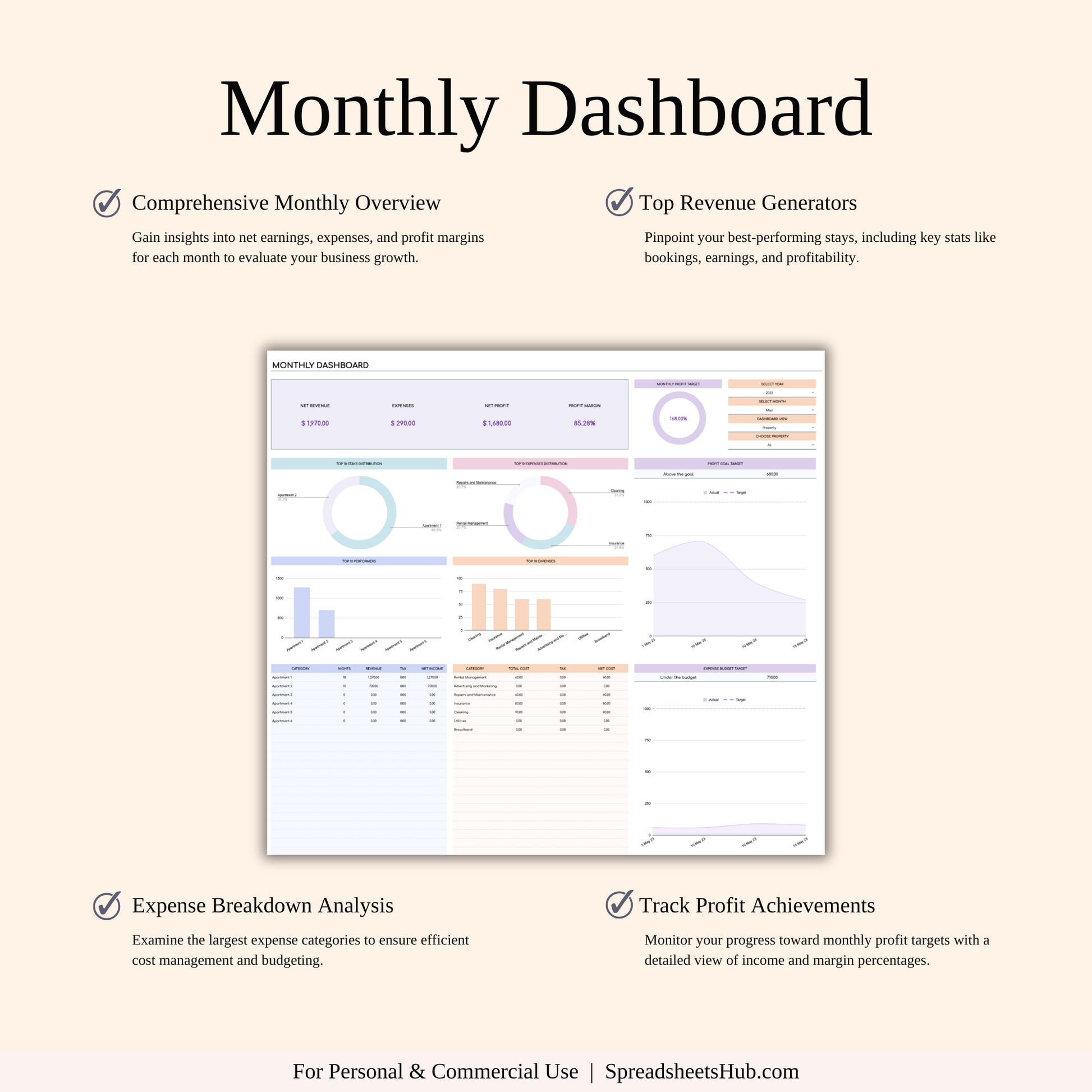 PLR - Rental Property Management Spreadsheet (Rainbow Theme) Keyzai