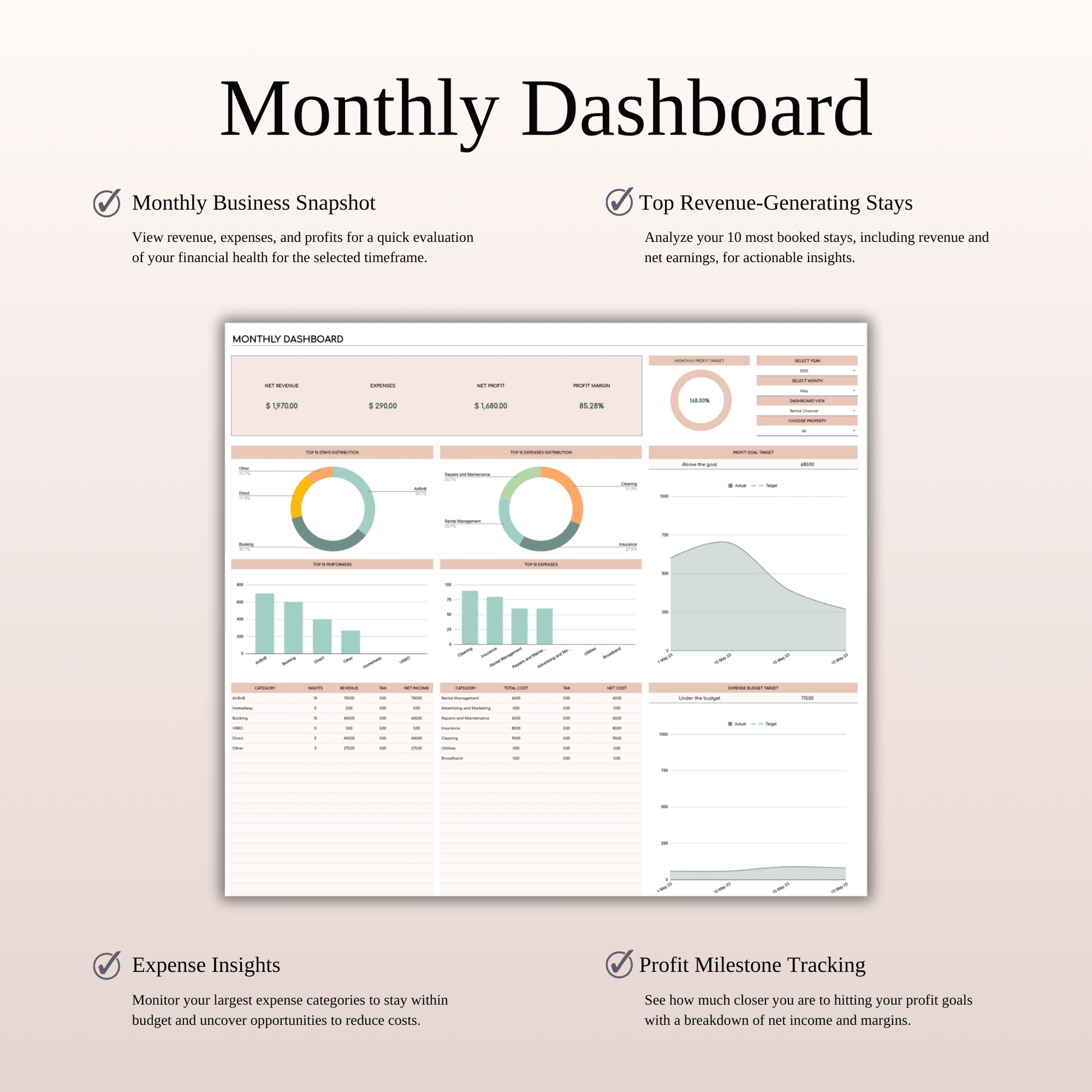 Zillow Property Tracker | Excel & Google Sheets for Hosts (Elegant Theme) Keyzai