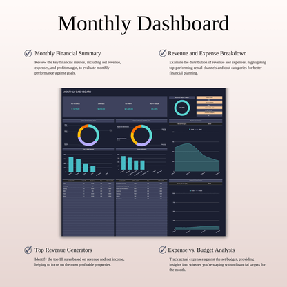 Ultimate Tool for Host Airbnb | Income & Expense Tracker Template (Dark Theme) Keyzai