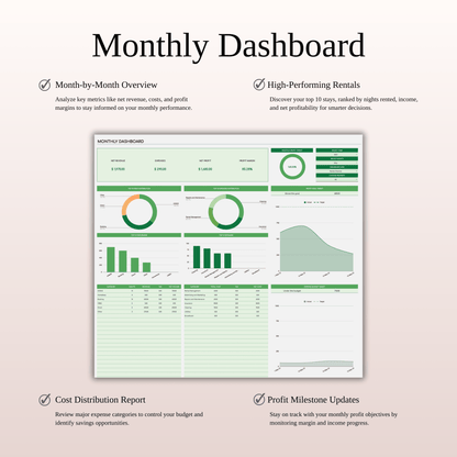 Rental Property Bookkeeping Tracker | Excel & Google Sheets Template (Green Theme) Keyzai