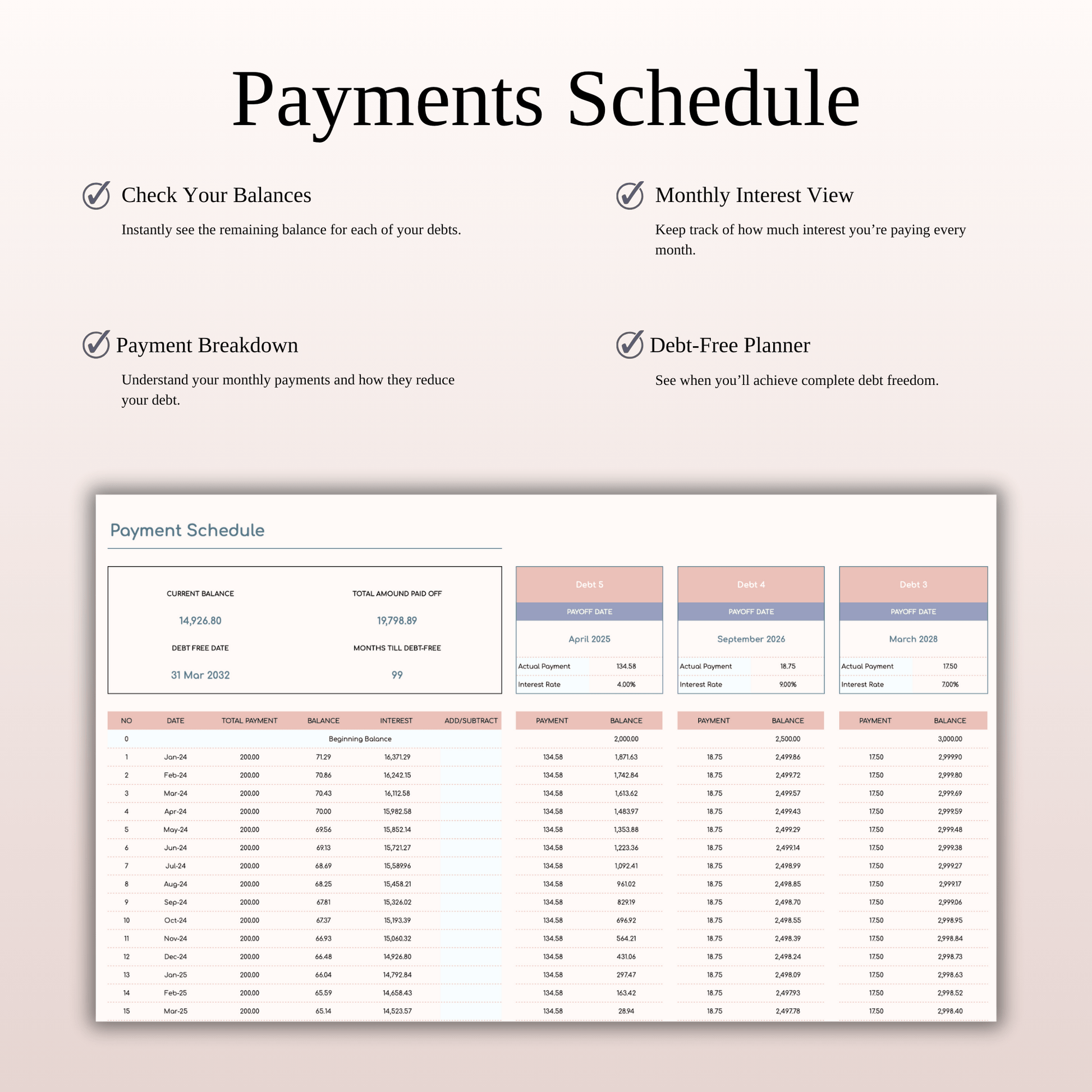 Debt Snowball Calculator Spreadsheet Template for Excel & Google Sheets Keyzai