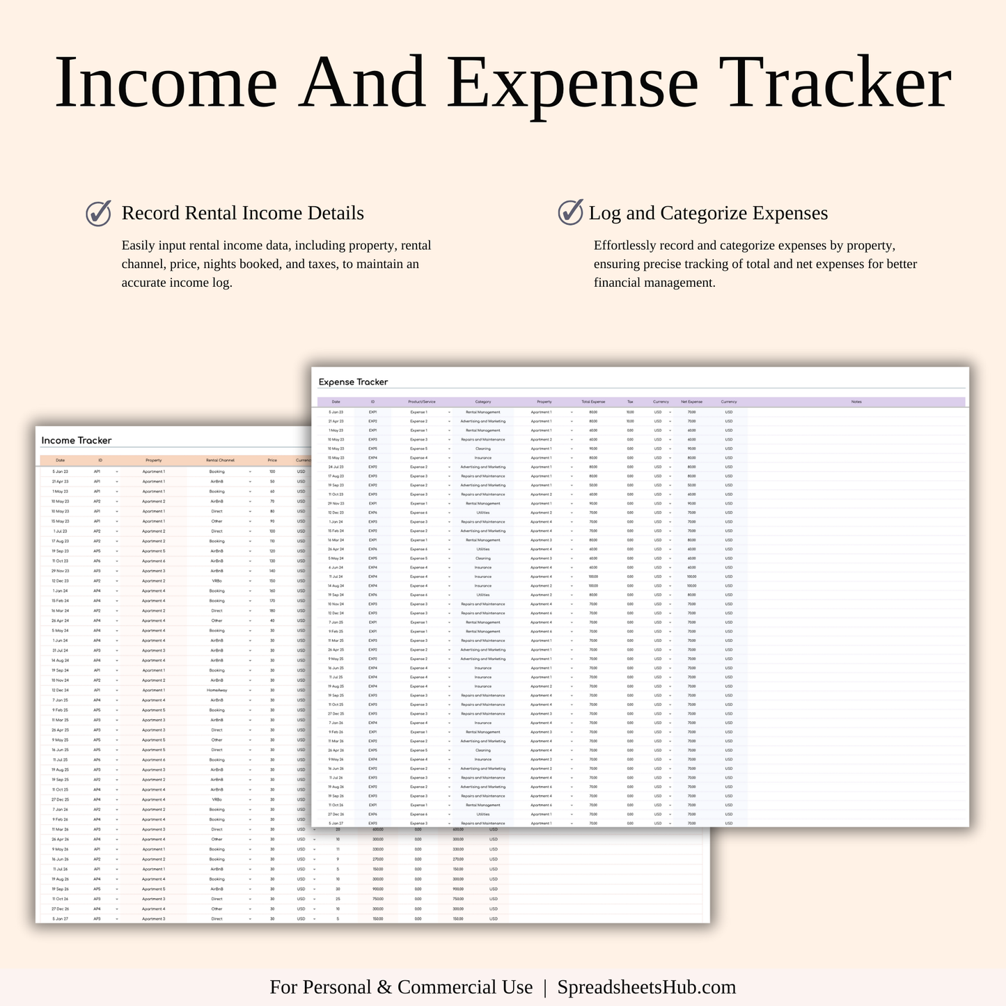 PLR - Airbnb Property Management Tracker (Rainbow Theme) Keyzai