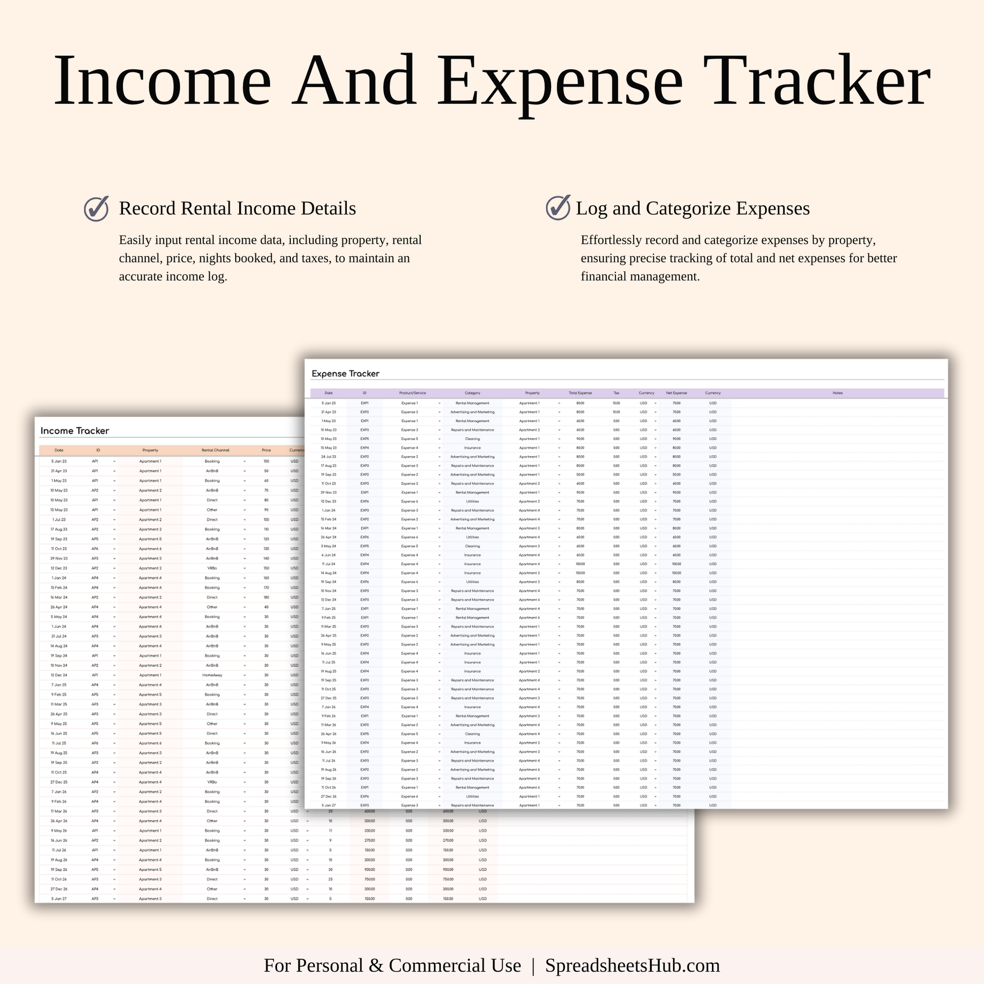 PLR - Airbnb Property Management Tracker (Rainbow Theme) Keyzai