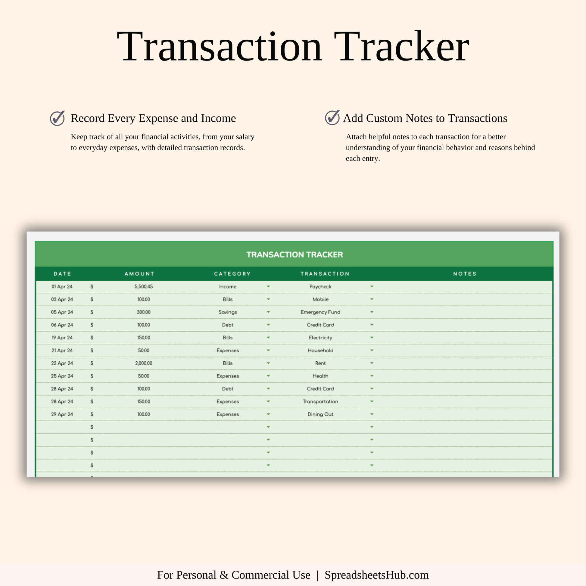 PLR - Simple Budget Planner (Green Theme) Keyzai