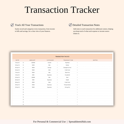 PLR - Ultimate Personal Finance Tracker Template (Rainbow Theme) Keyzai