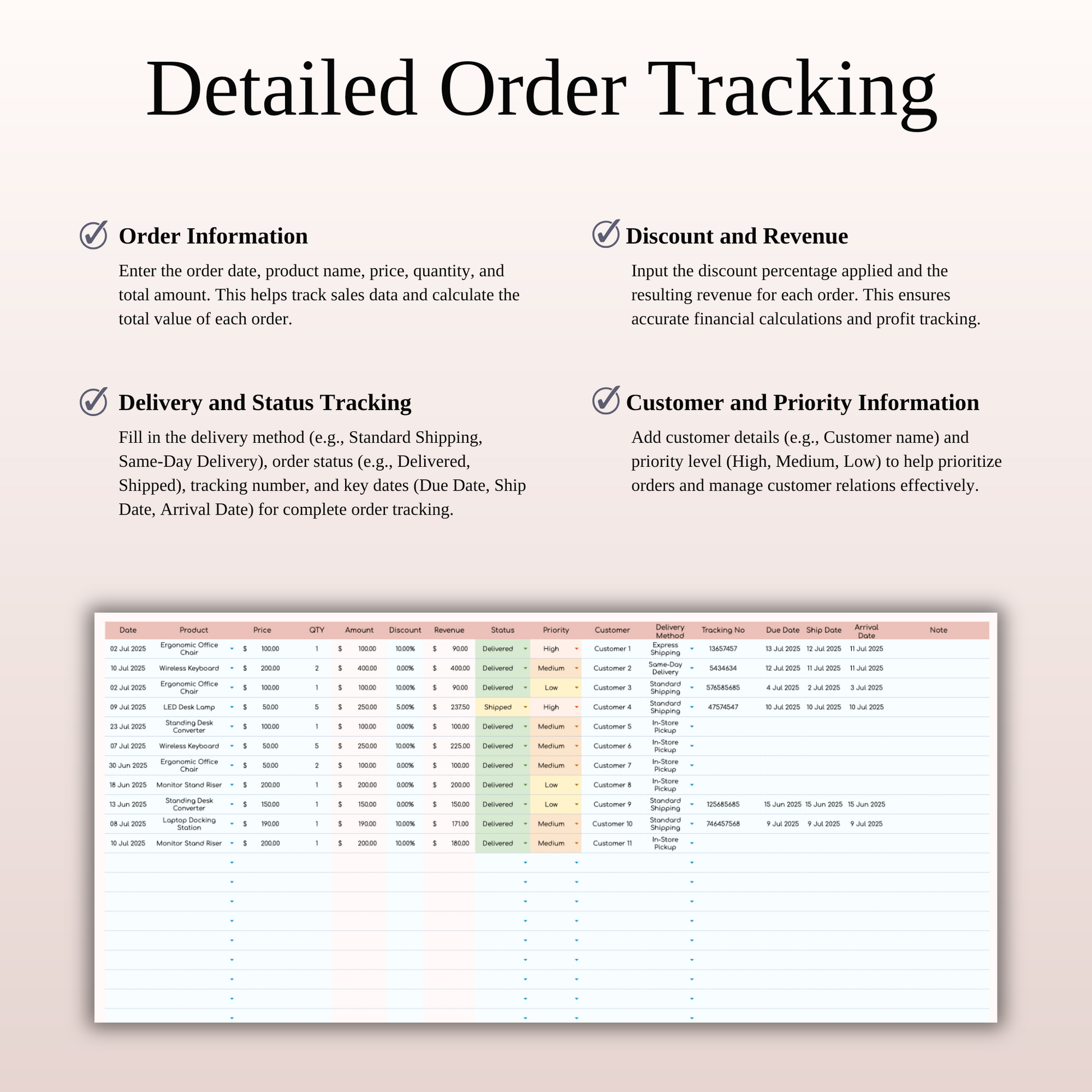 Order Tracker Spreadsheet Template Keyzai
