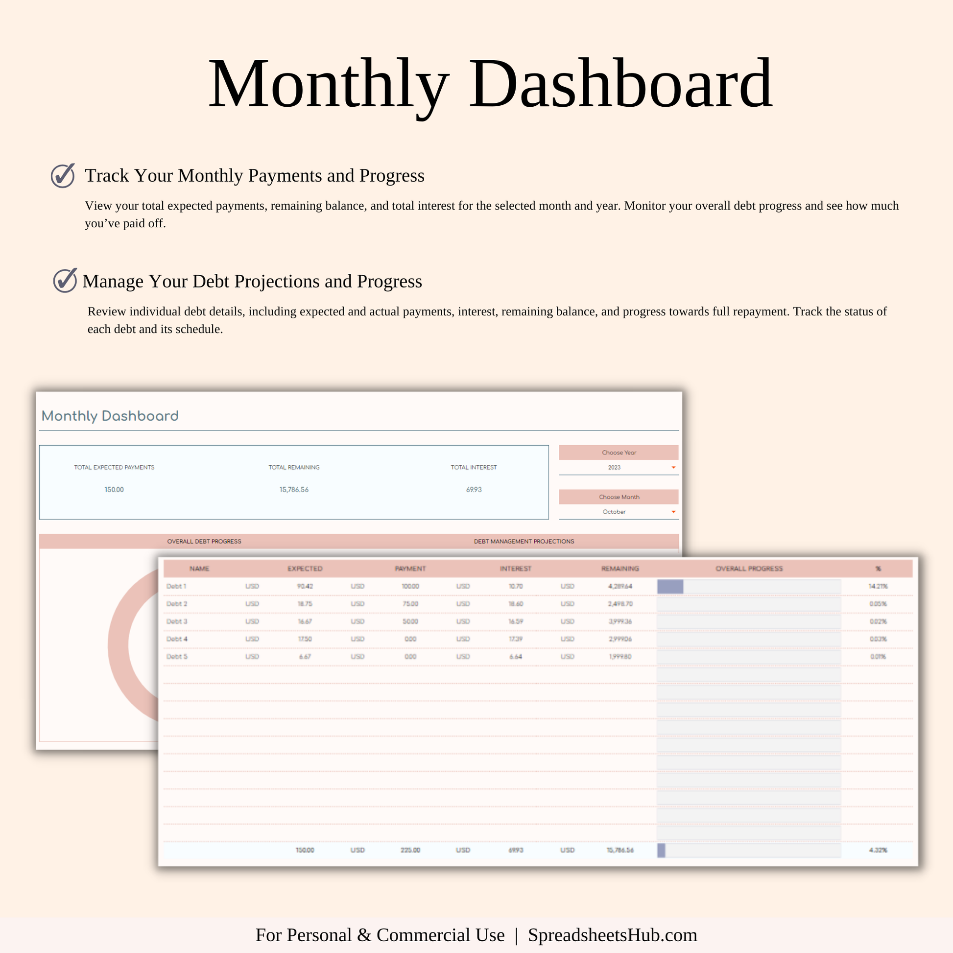 PLR - Debt Payoff Tracker Dashboard Template Keyzai