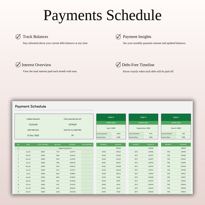 Debt Snowball Calculator Template for Excel & Google Sheets (Green Theme) Keyzai