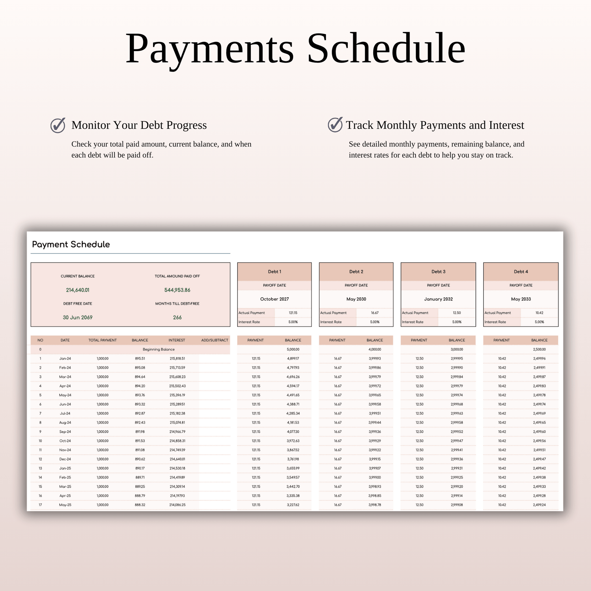 Debt Payoff Planner & Tracker (Elegant Theme) Keyzai