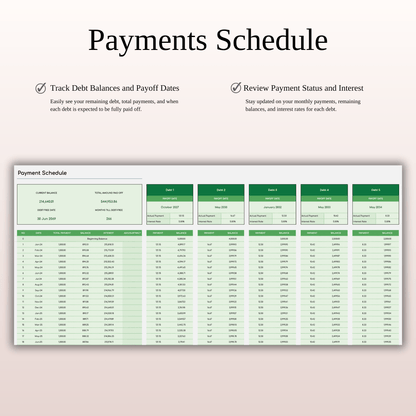 Debt Repayment Tracker | Snowball, Avalanche, Custom Order (Green Theme) Keyzai