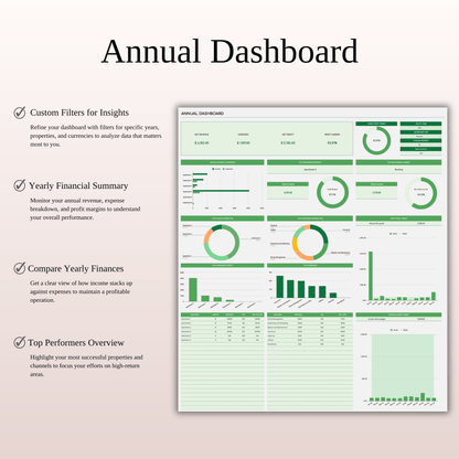 Rental Property Bookkeeping Tracker | Excel & Google Sheets Template (Green Theme) Keyzai