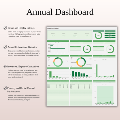 Airbnb Bookkeeping Spreadsheet Template (Green Theme) Keyzai