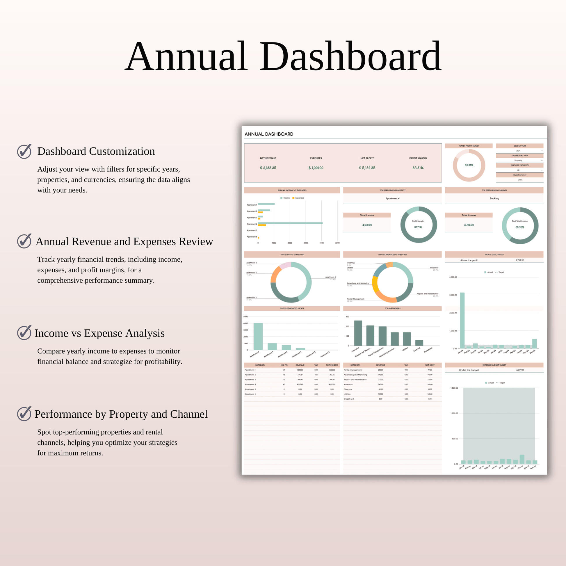 Rental Property Management Spreadsheet Template (Elegant Theme) Keyzai