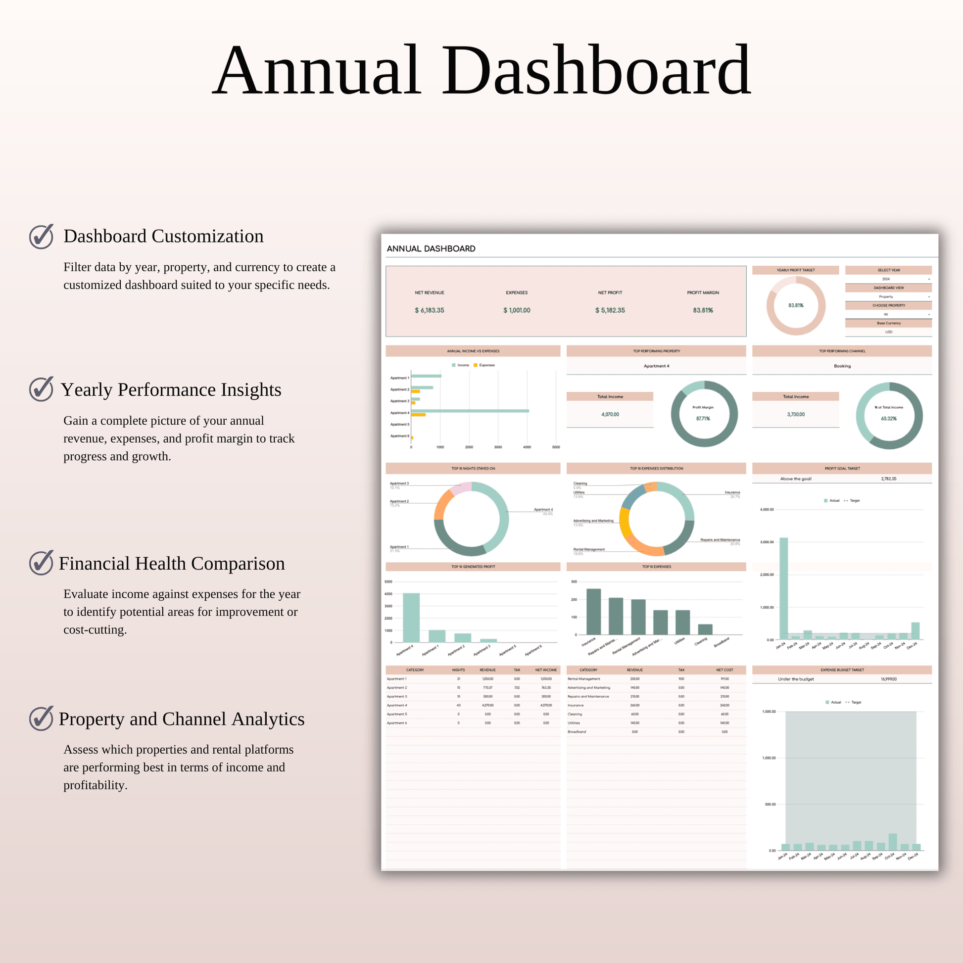 Zillow Property Tracker | Excel & Google Sheets for Hosts (Elegant Theme) Keyzai