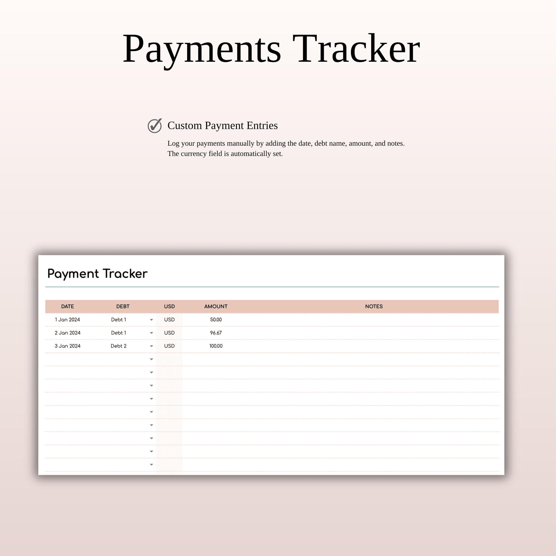 Debt Snowball Method Payoff Template for Excel & Google Sheets (Elegant Mode) Keyzai