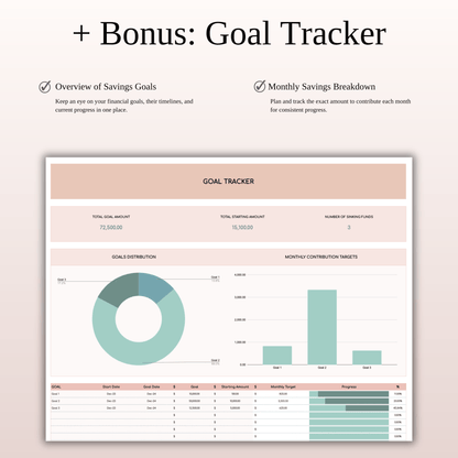 Easy Budget Planner for Personal Finance Tracking (Elegant Theme) Keyzai