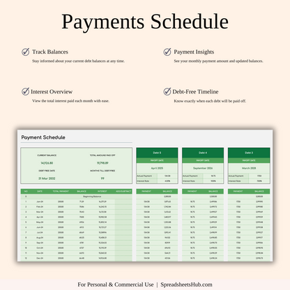 PLR - Debt Snowball Calculator Template (Green Theme) Keyzai
