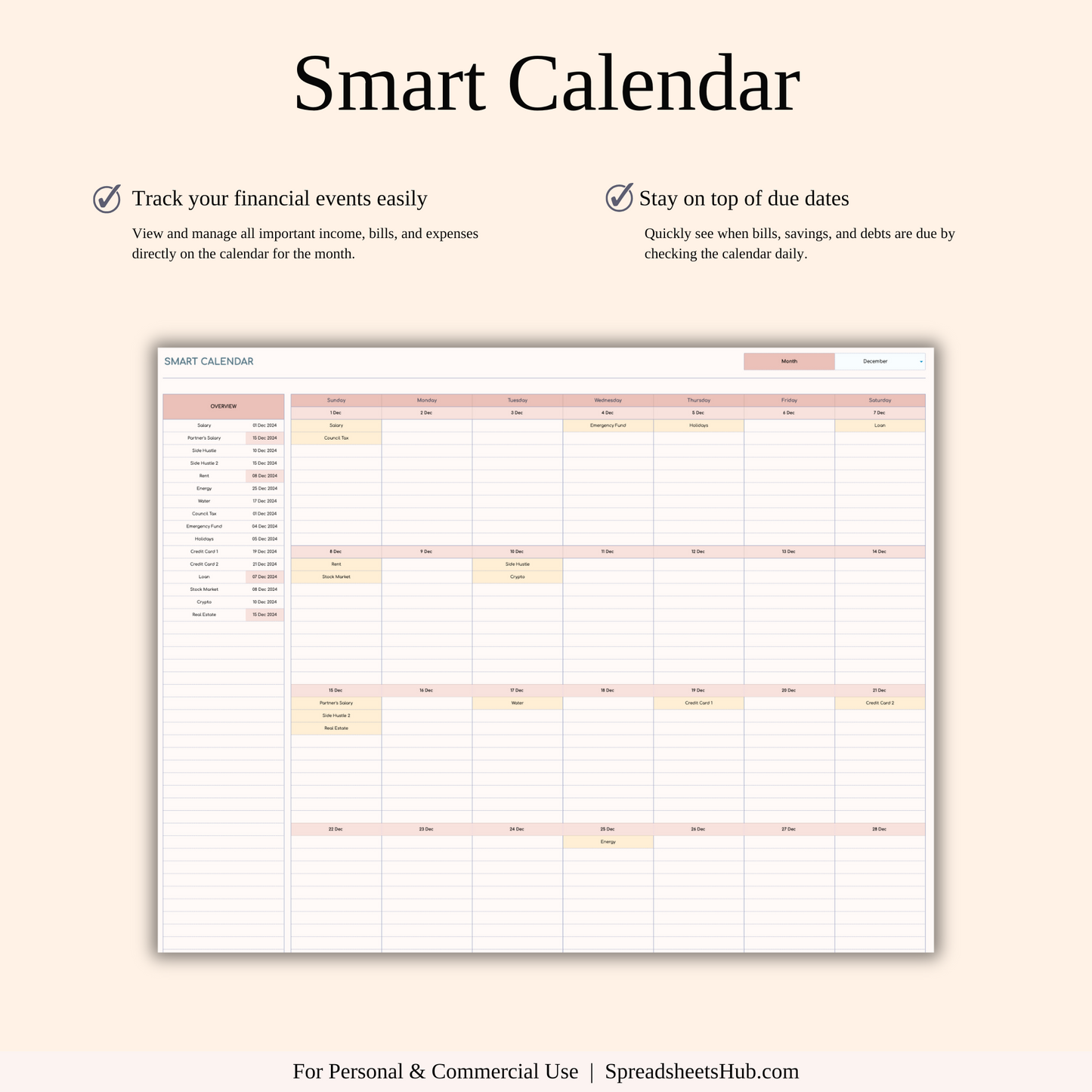 PLR - Bill Calendar Tracker Template Keyzai