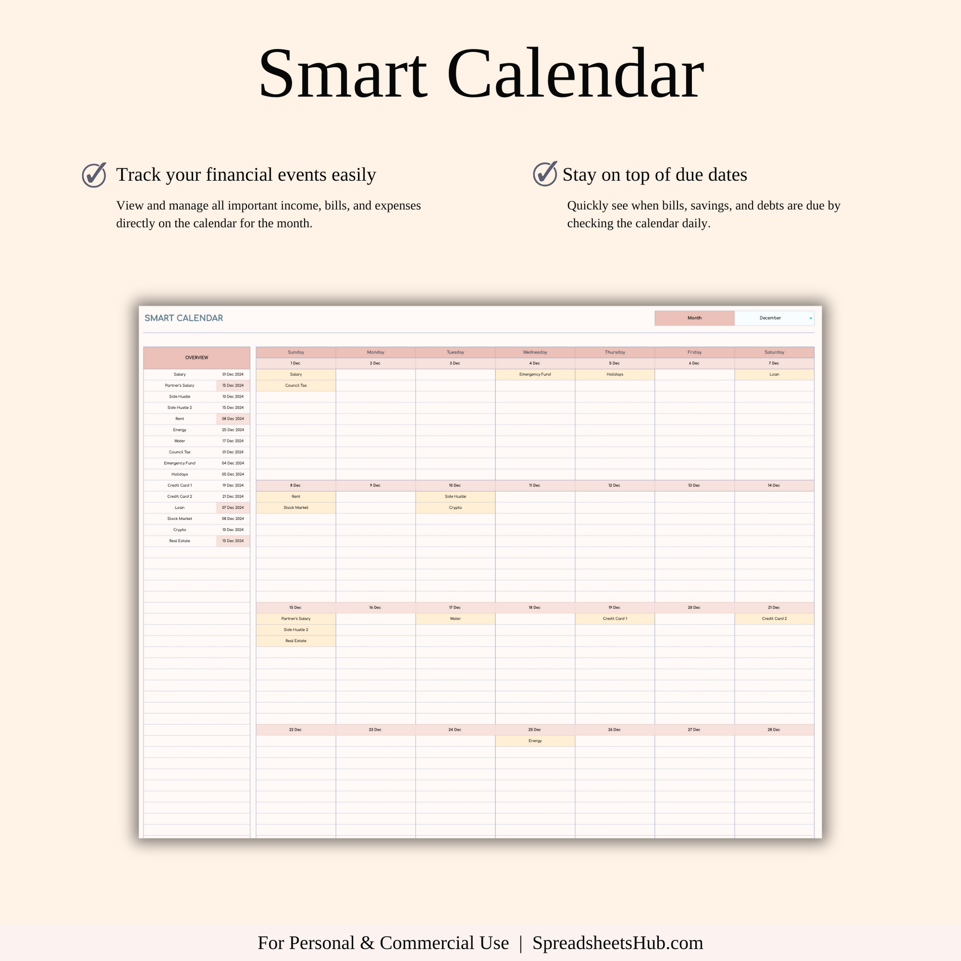 PLR - Bill Calendar Tracker Template Keyzai