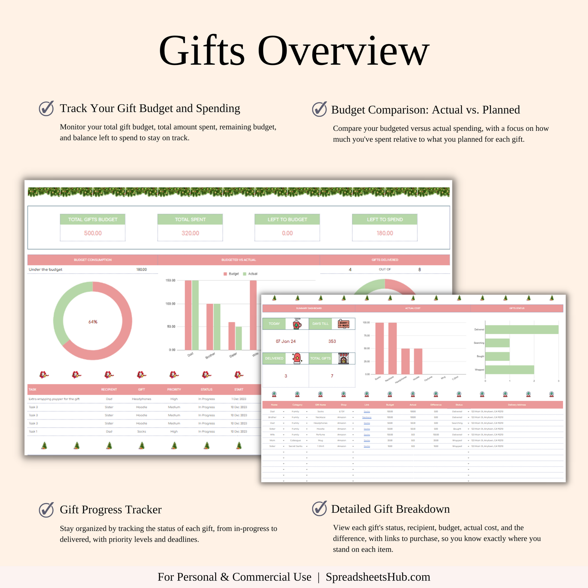 PLR - Christmas Planner Spreadsheet Template Keyzai