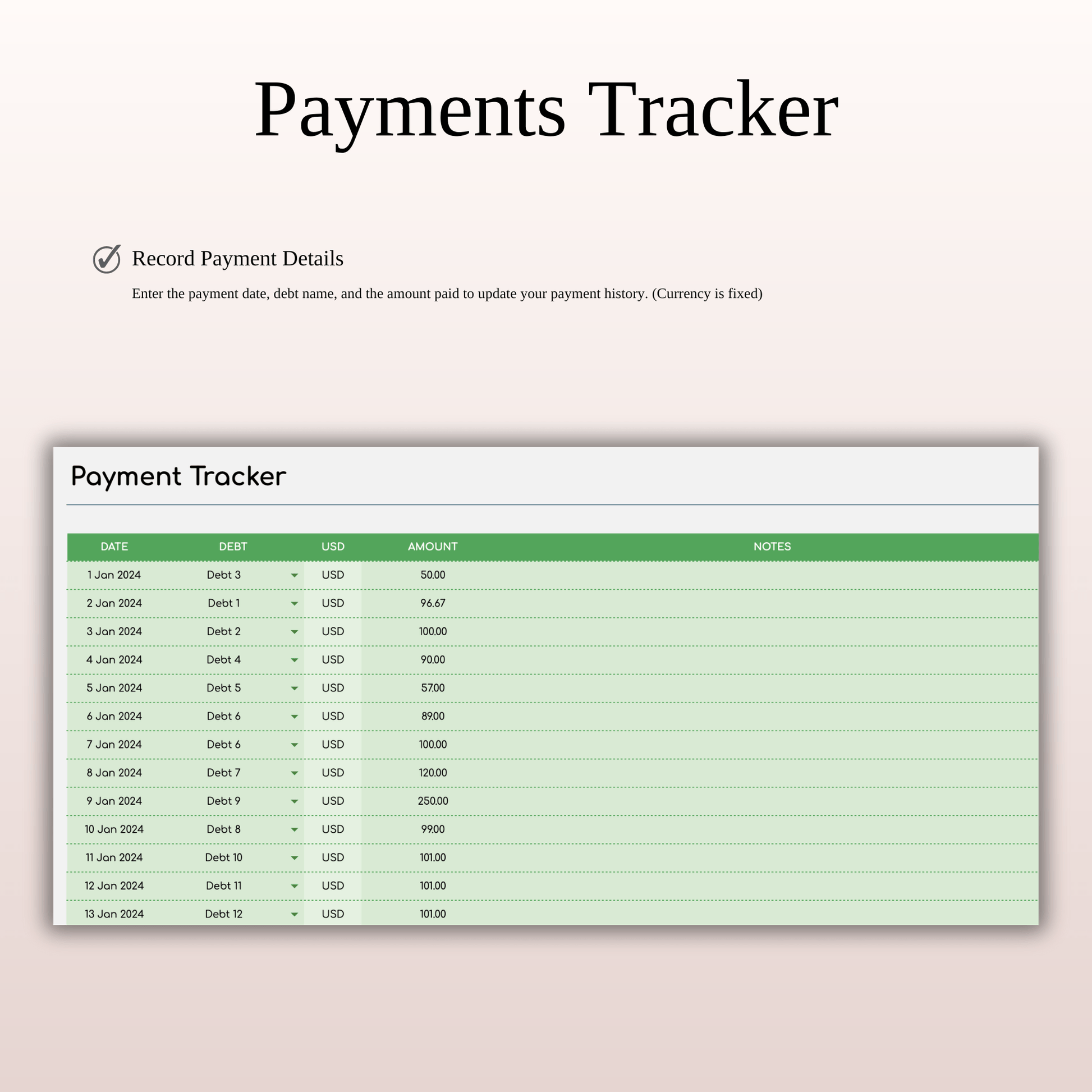 Debt Repayment Tracker | Snowball, Avalanche, Custom Order (Green Theme) Keyzai