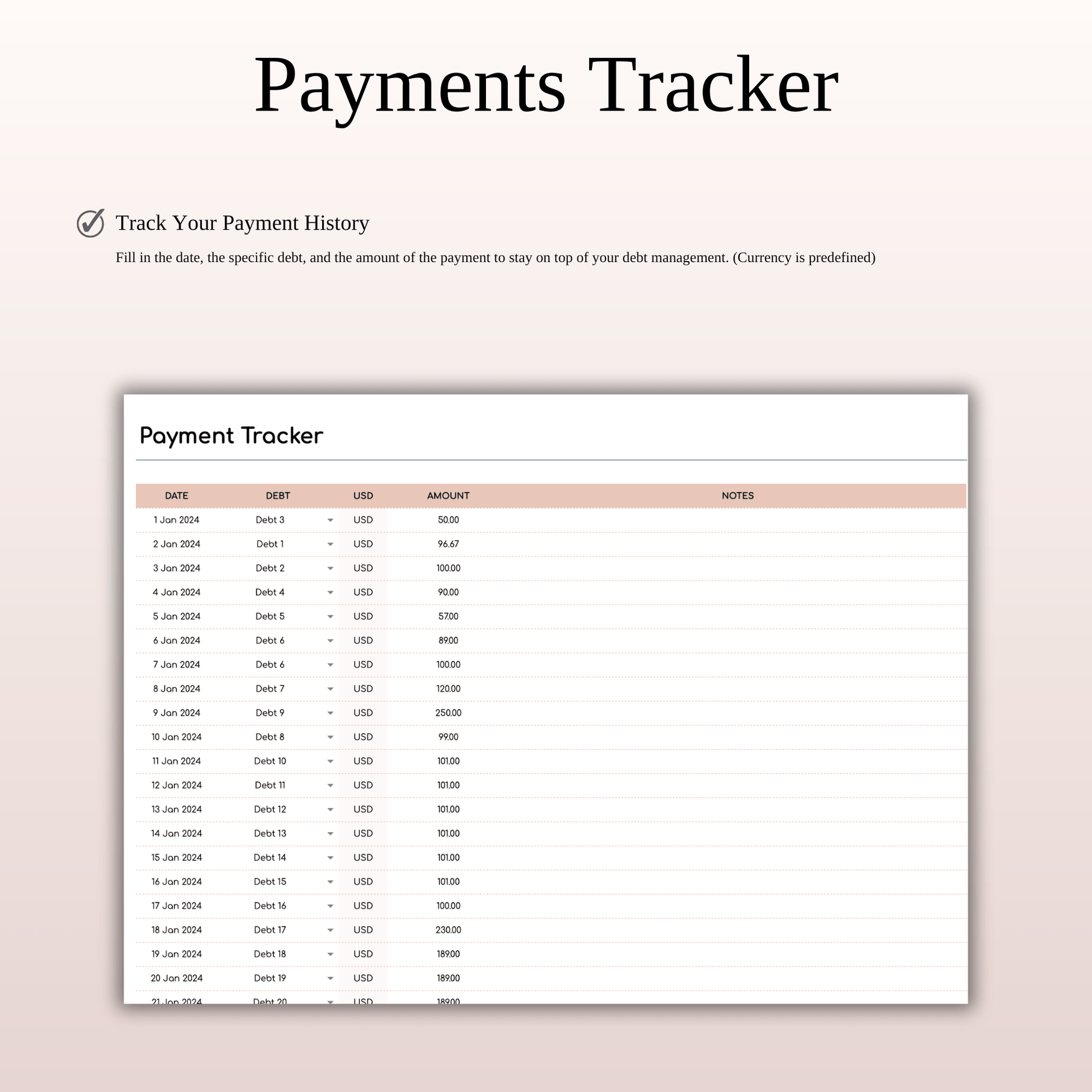 Debt Payoff Planner & Tracker (Elegant Theme) Keyzai