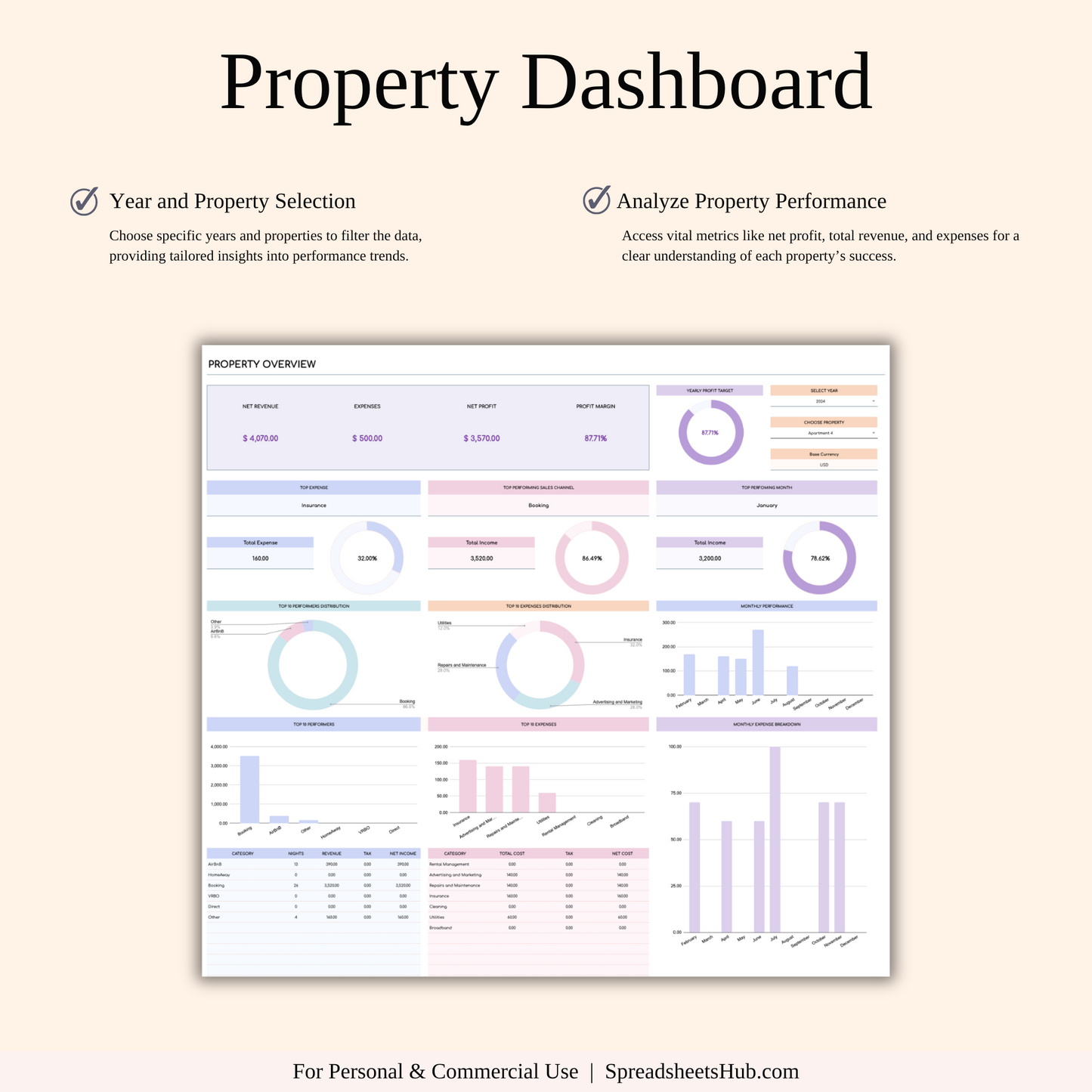 PLR - Rental Property Management Spreadsheet (Rainbow Theme) Keyzai