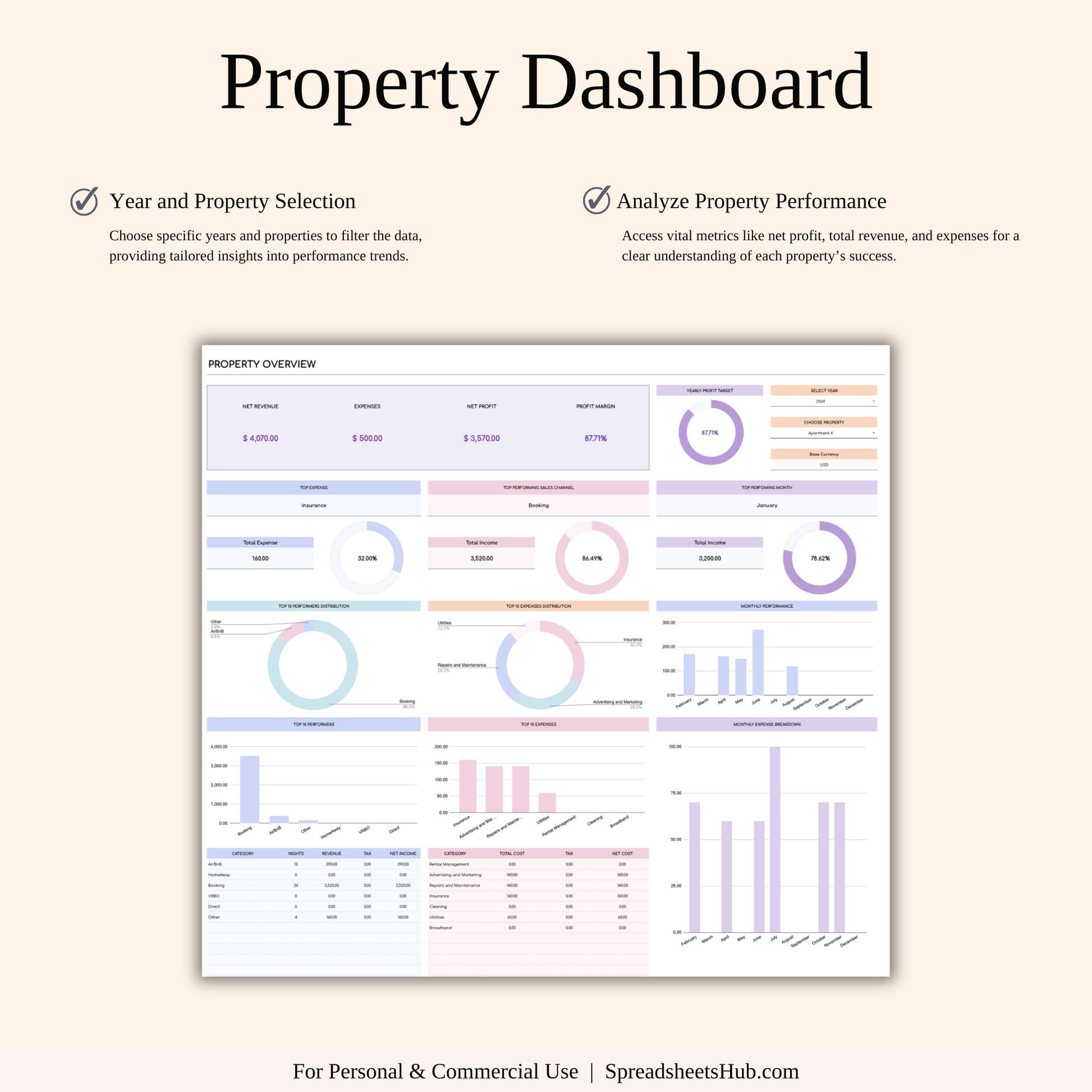 PLR - Rental Property Management Spreadsheet (Rainbow Theme) Keyzai