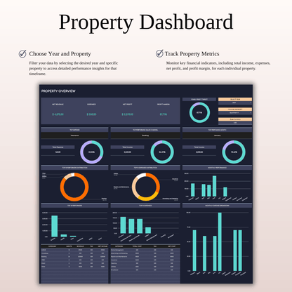 Rental Property Accounting & Bookkeeping Spreadsheet (Dark Theme) Keyzai
