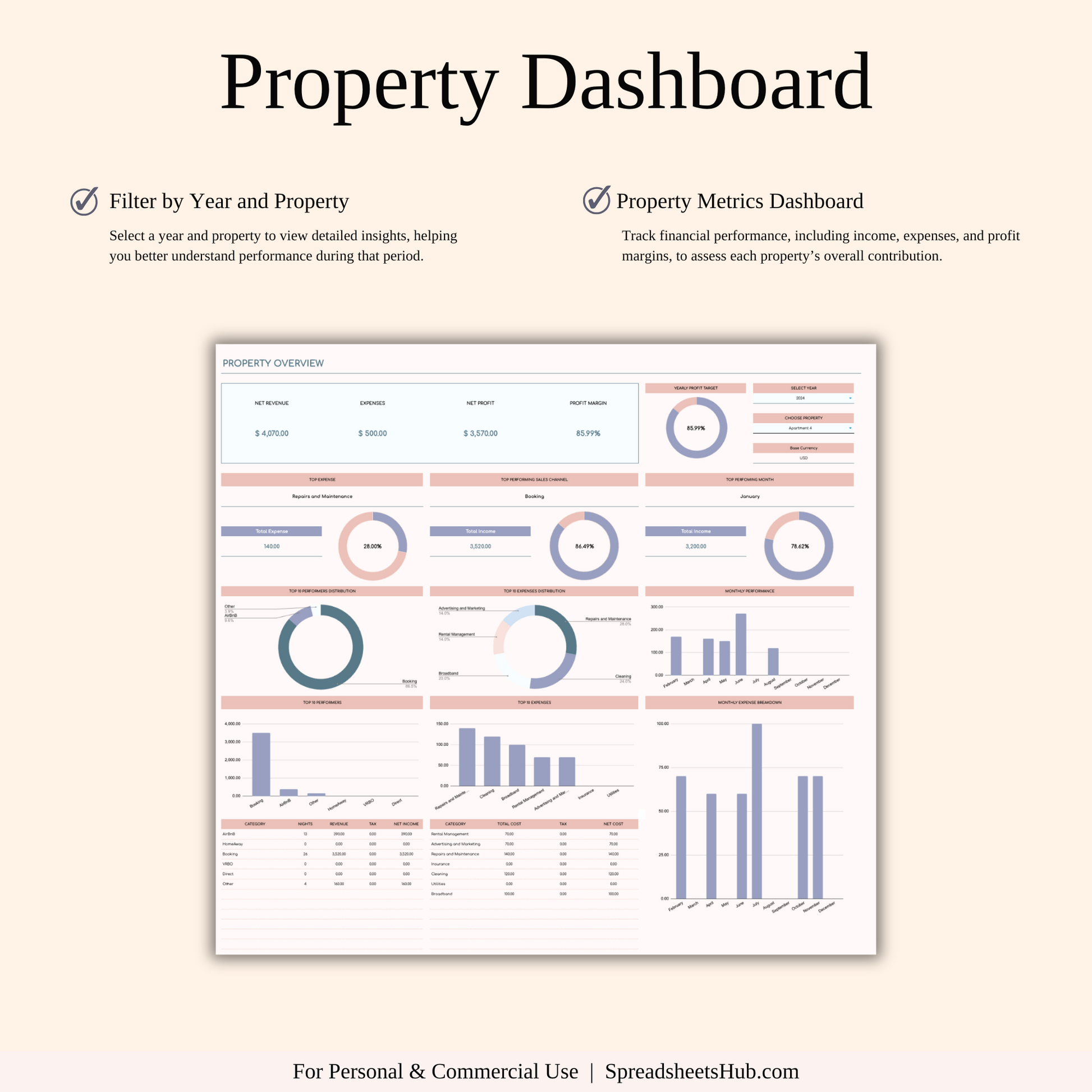 PLR - Rental Property Income & Expense Spreadsheet Keyzai