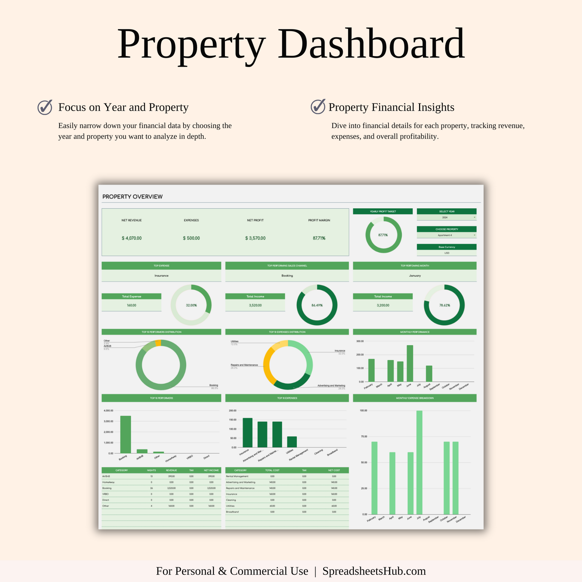 PLR - Rental Property Bookkeeping Tracker (Green Theme) Keyzai