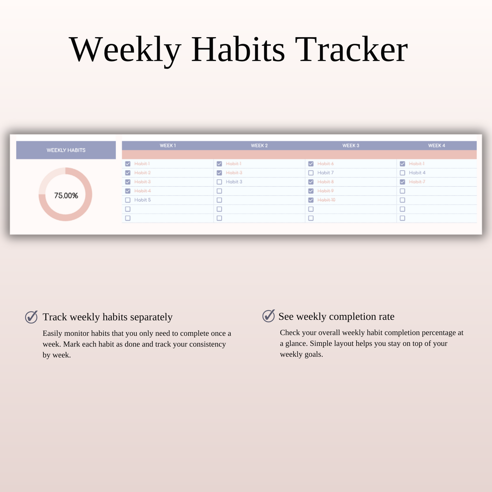 Habit Tracker Spreadsheet for Google Sheets & Excel Keyzai