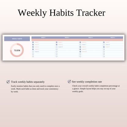 Habit Tracker Spreadsheet for Google Sheets & Excel Keyzai