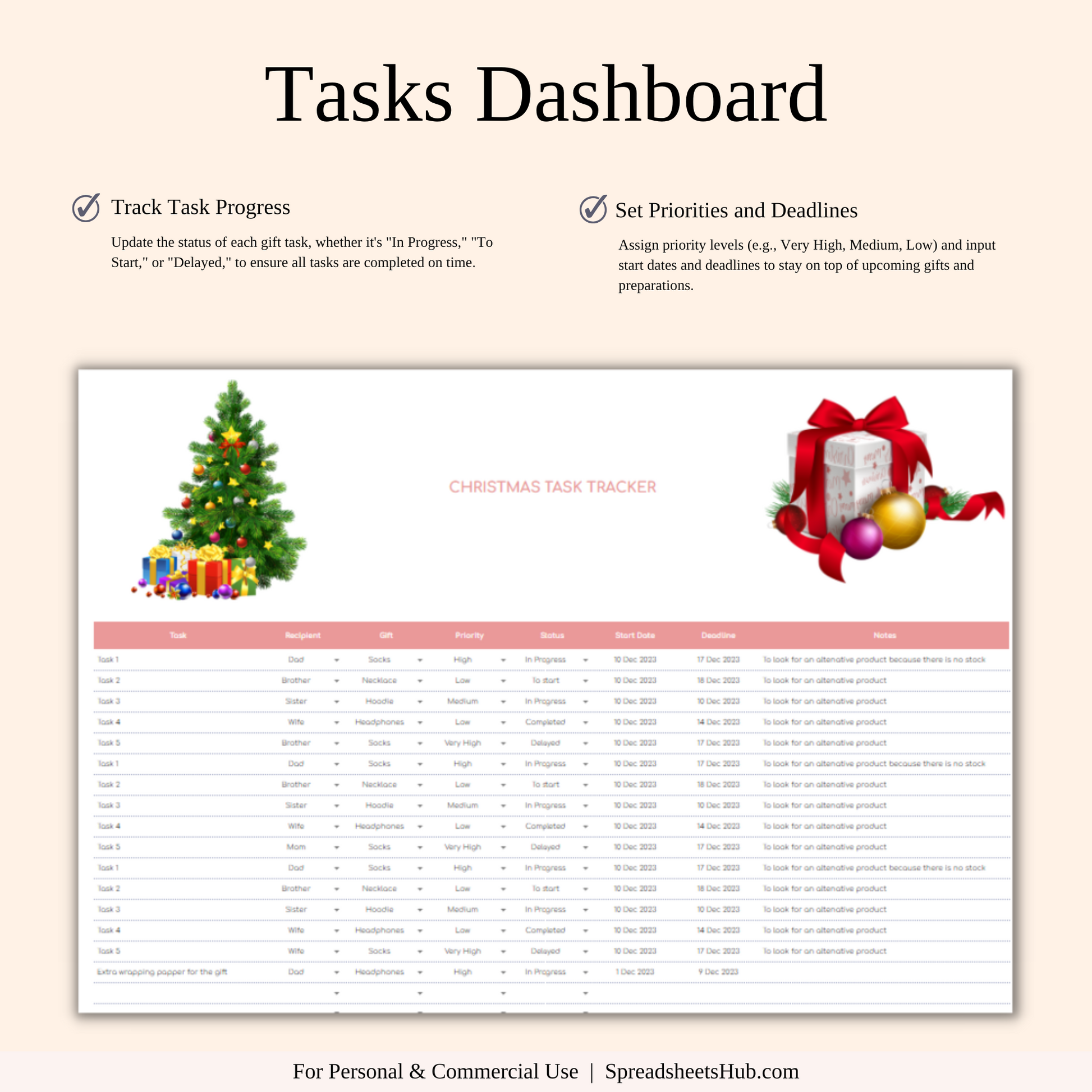 PLR - Christmas Planner Spreadsheet Template Keyzai