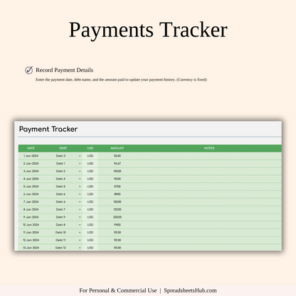 PLR - Debt Repayment Tracker (Green Theme) Keyzai