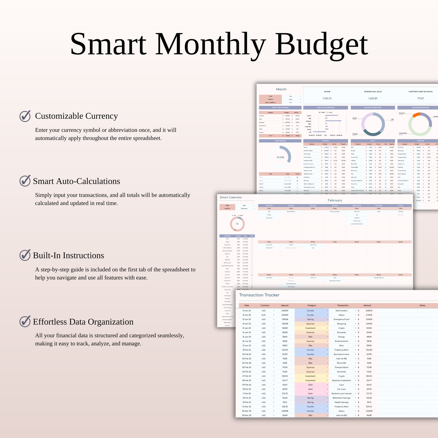 Monthly Budget Spreadsheet Template Excel & Google Sheets Keyzai