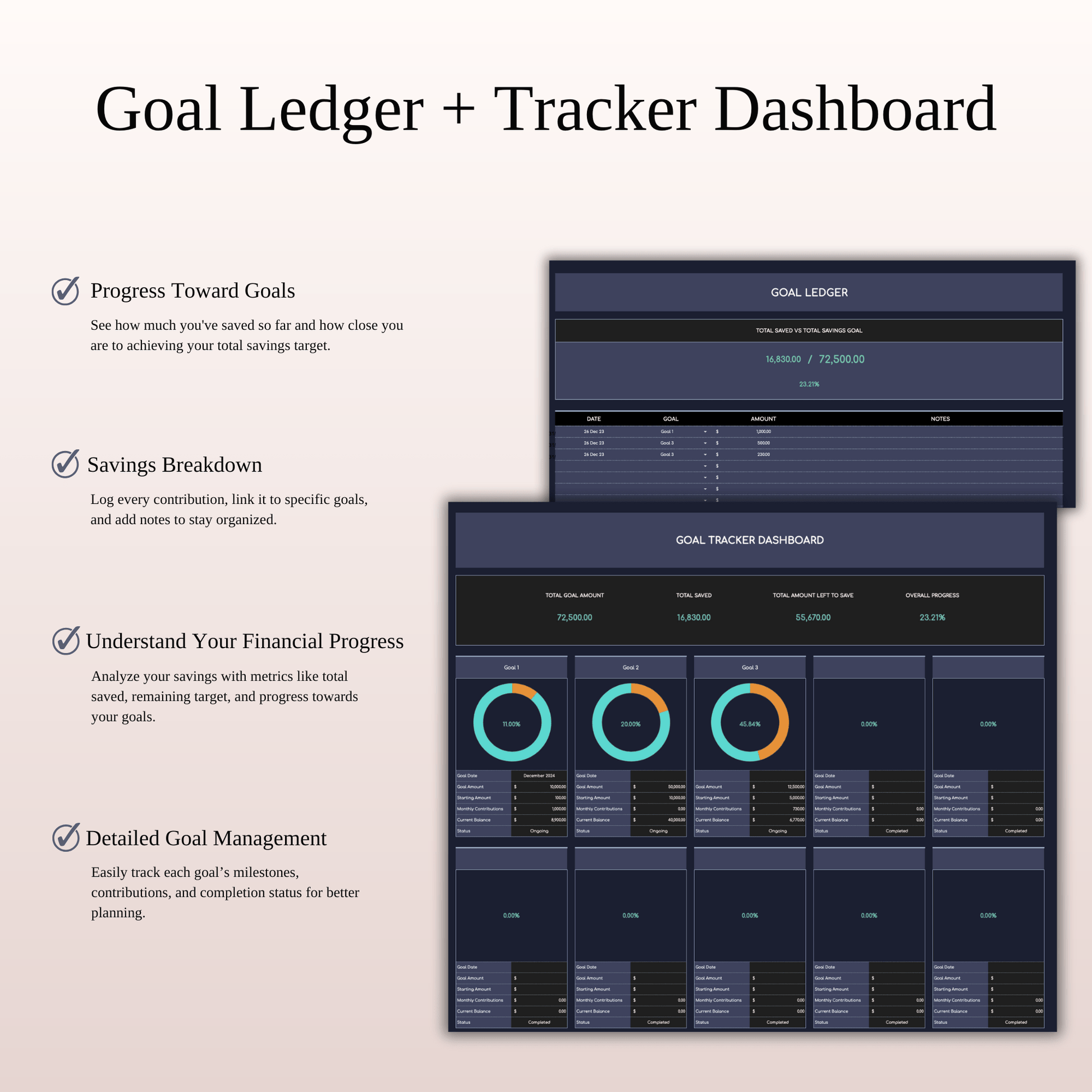 Budget Planner | Monthly Finance Tracker, Excel & Google Sheets (Dark Theme) Keyzai