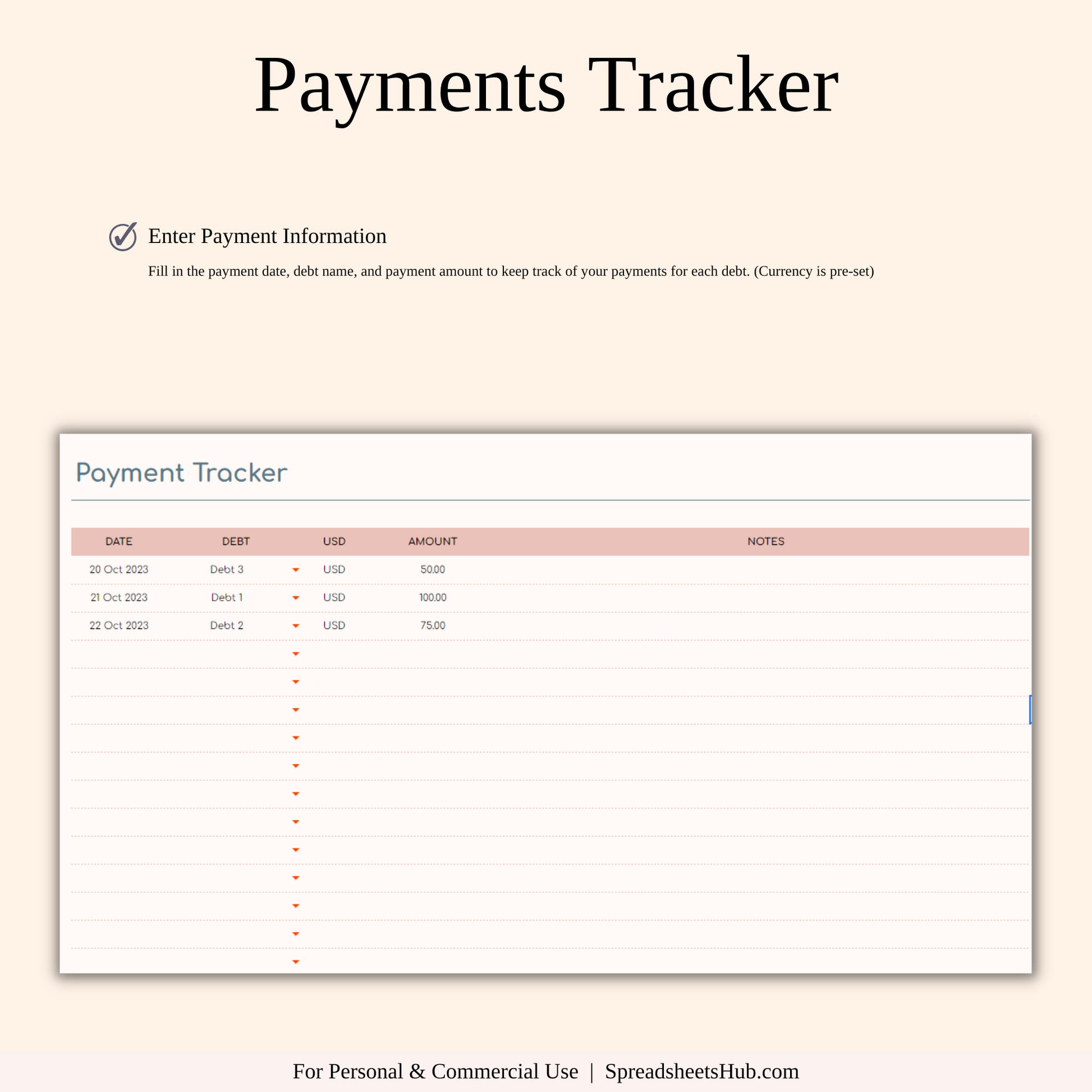 PLR - Debt Payoff Tracker Dashboard Template Keyzai