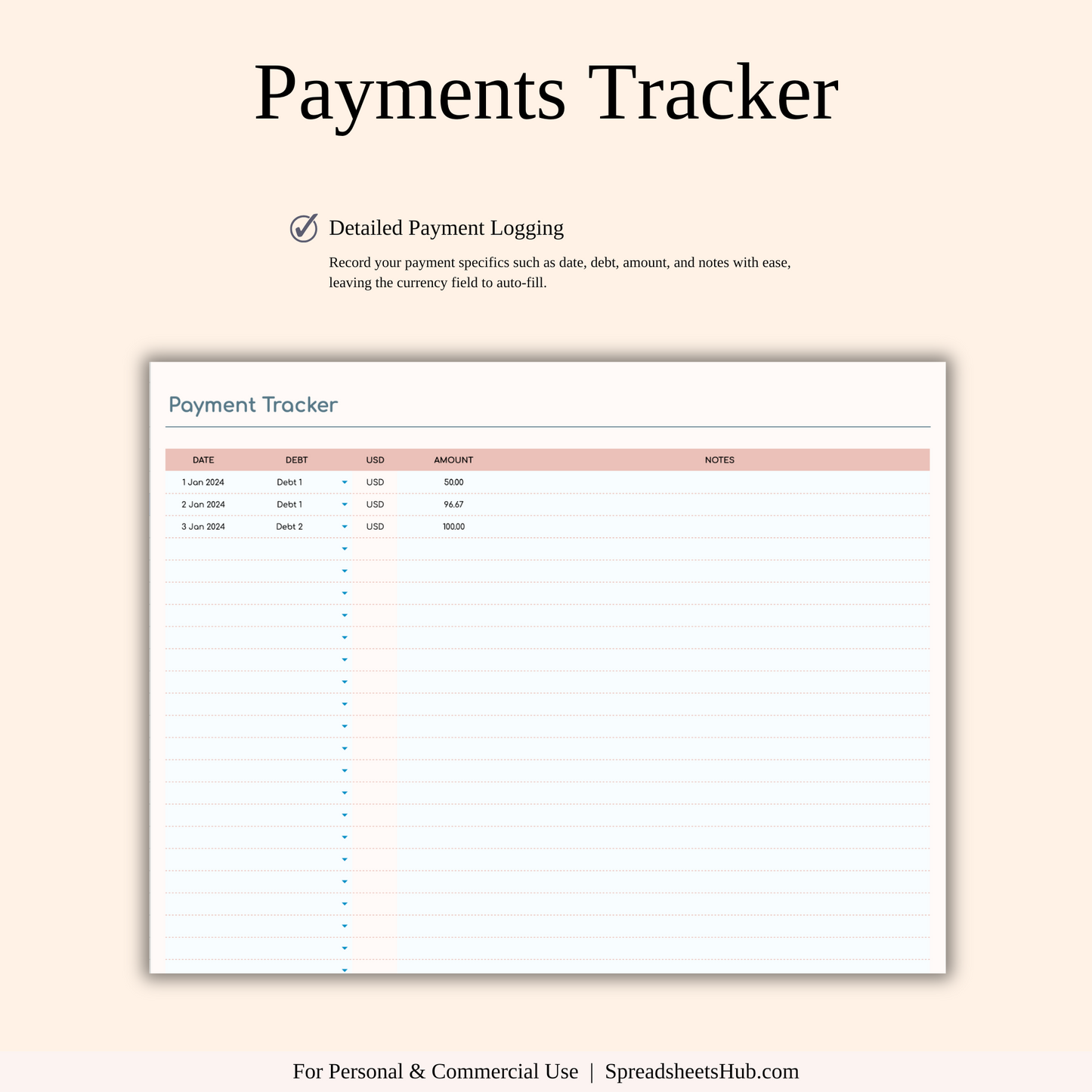 PLR - Debt Snowball Calculator Spreadsheet Template Keyzai